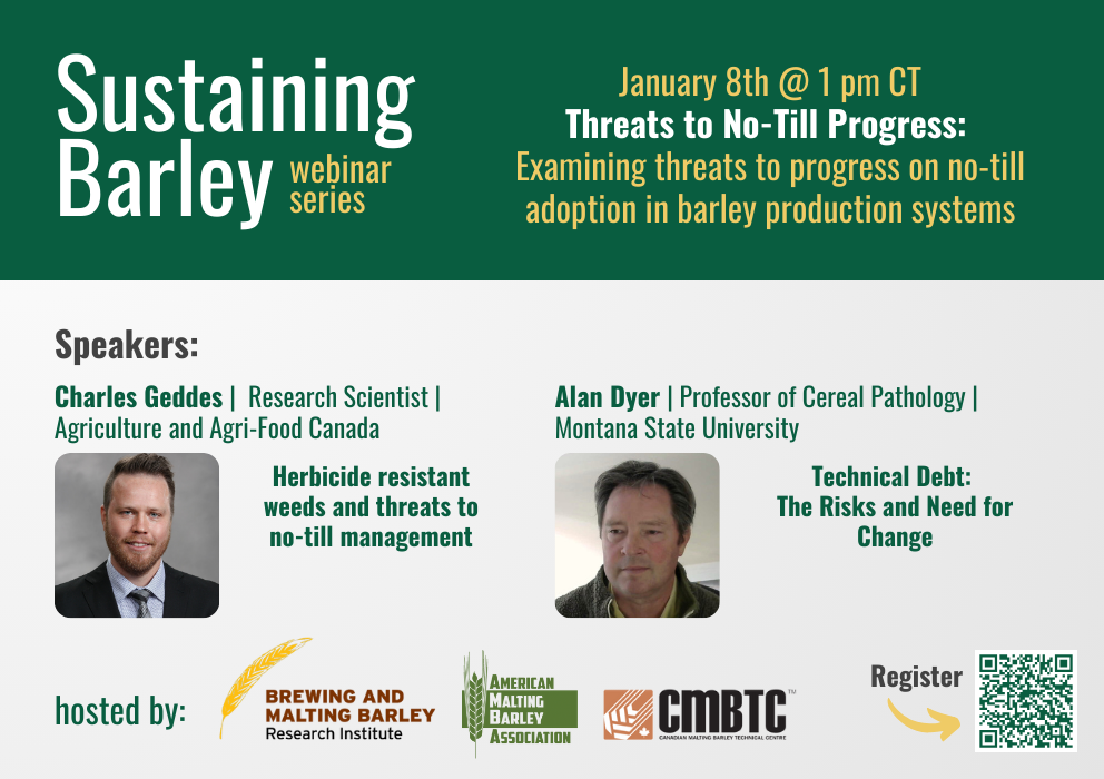 Sustaining Barley Webinar Series | Threats to No-Till Progress: Examining threats to progress on no-till adoption in barley production systems